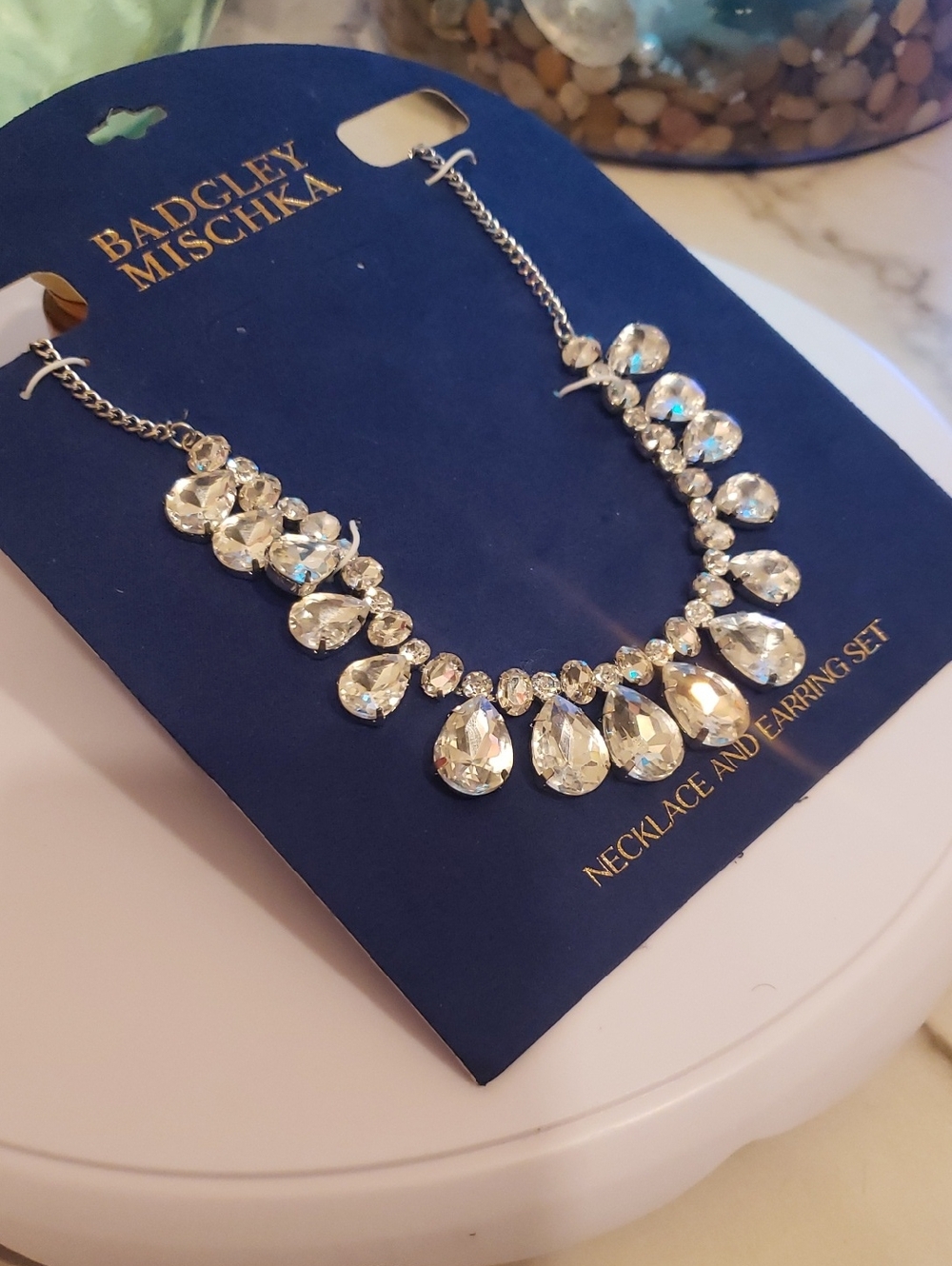 Badgley Mischka Clear Crystal Teardrop Necklace